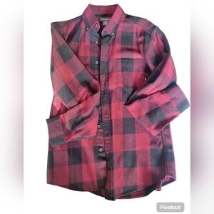 Eddie Bauer Red and Black Plaid Button-Up Shirt